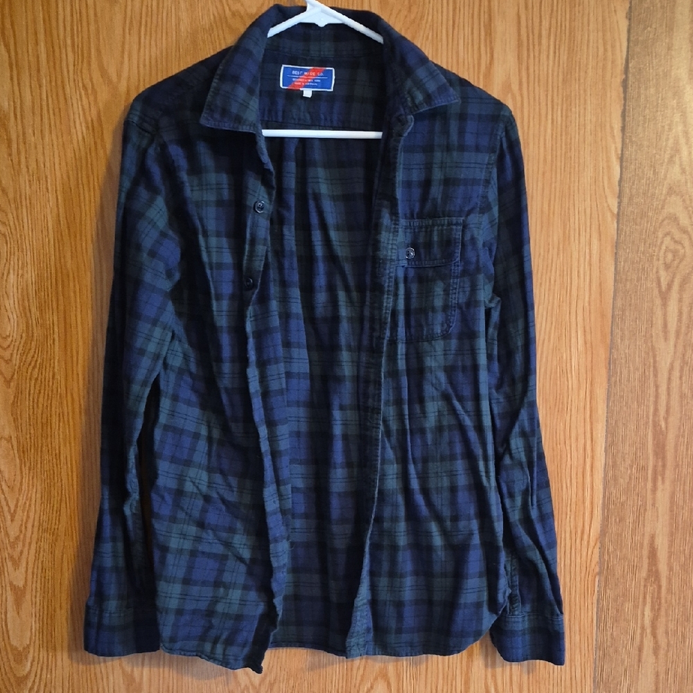 Men's Navy and Green Plaid Casual Shirt